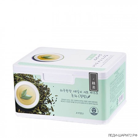 Набор успокаивающих тканевых масок с зеленым чаем A'Pieu Daily Sheet Mask Green Tea Soothing